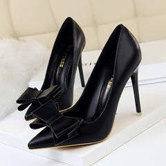 Women's Bowtie High Heel Pumps Pointed Toe Party Dress Heels