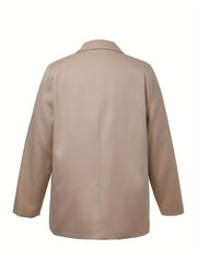  Casual Blazer Women's Plus Solid Long Sleeve Lapel Collar Workwear Bla