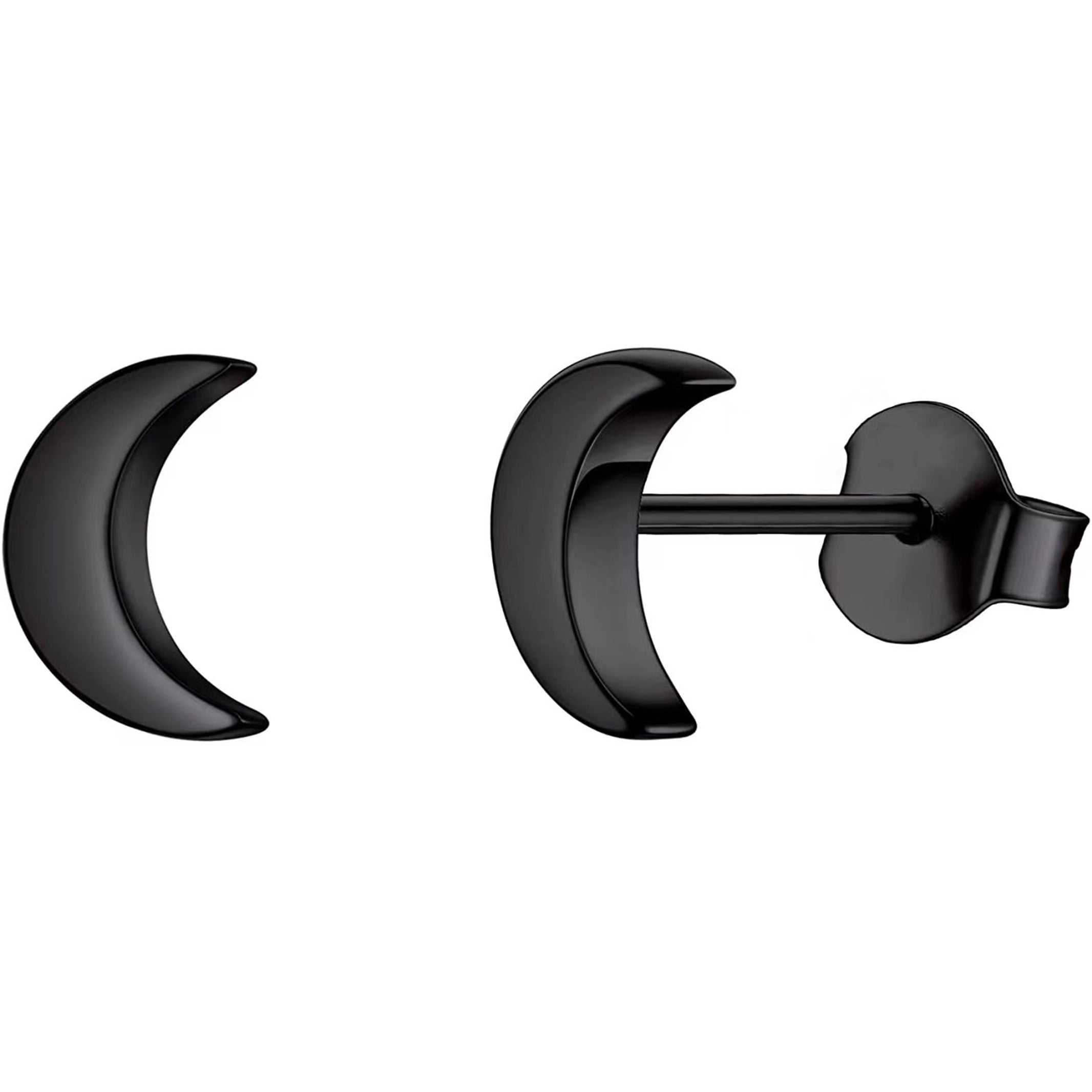 Titanium Round Heart Lightning Moon Earrings