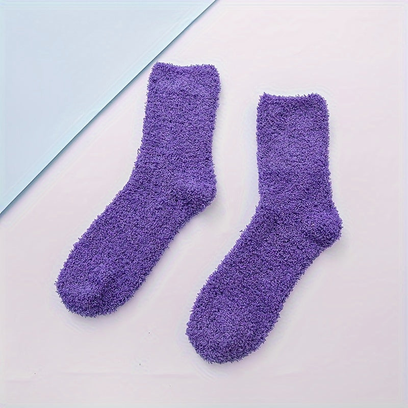 5 Pairs Fuzzy Socks Warm & Comfy Women's Mid Tube Stockings