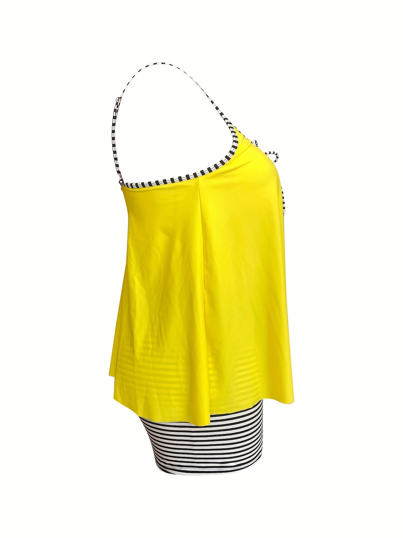  Vacay Tankini Set Women's Plus Stripe Print Crew Neck
