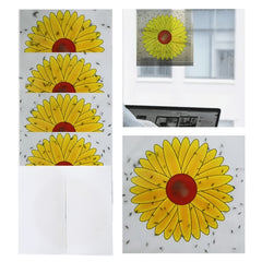 Sunflower Fly Traps Window Stickers, 30pcs, Kid-Friendly