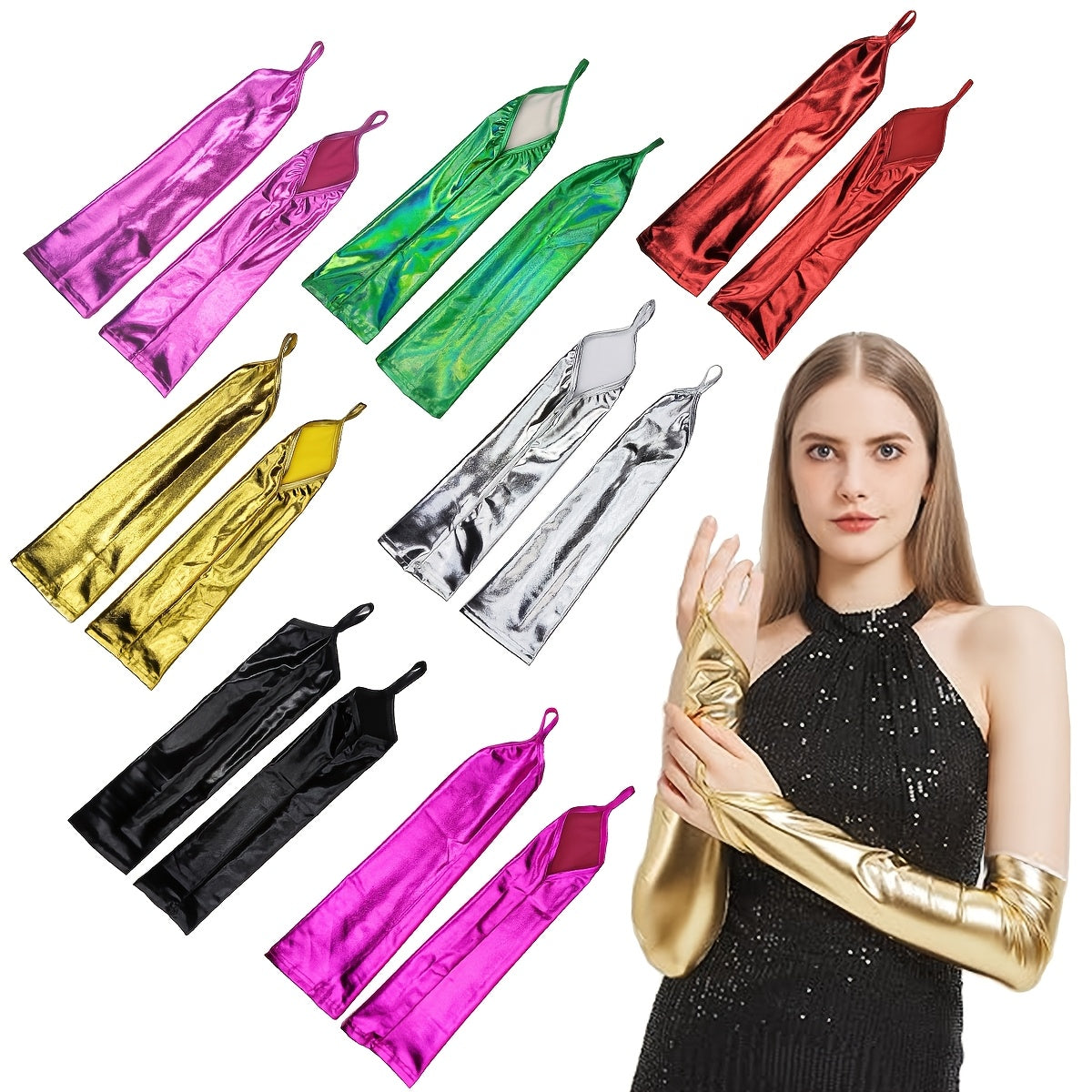 D EXCEED Women's Stretchy Elbow Length Gloves 1920s Party Gloves