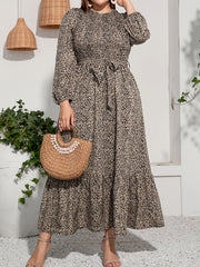  Ditsy Floral Print Lantern Sleeve Maxi Dress