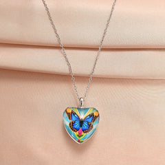 Butterfly Love Crystal Pendant Necklace for Women Girls