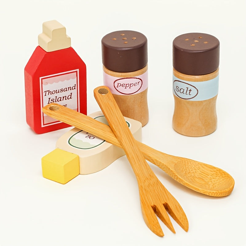 Wooden Pretend Fruits & Vegetables Toy Set for Salads