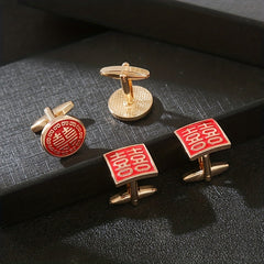 Red Paint Square Cufflinks French Wedding