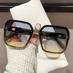 Large Square Sunglasses Metal Flower Letter Gradient UV400