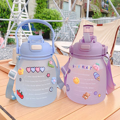 43oz Gradient Large Capacity Plastic Water Bottle for School