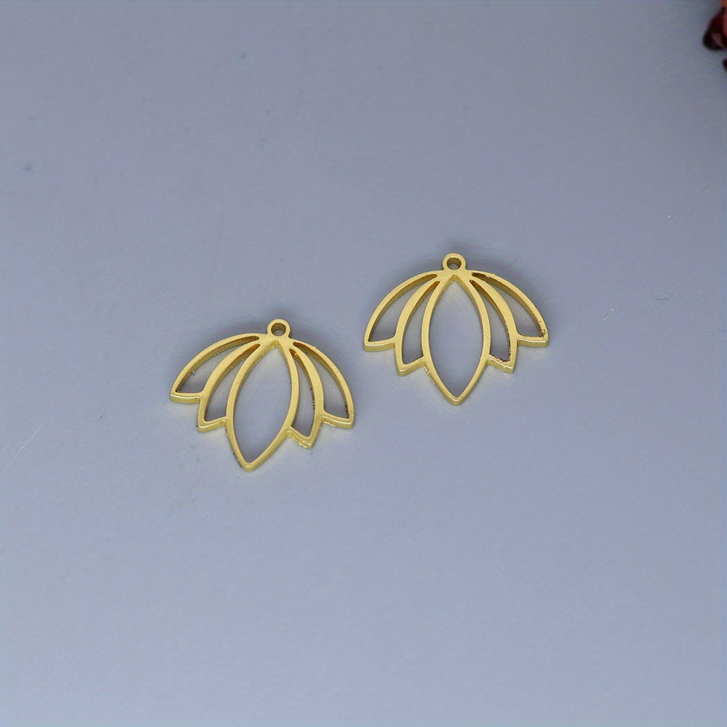 5pcs Flower Lotus Pendants for DIY Jewelry Making