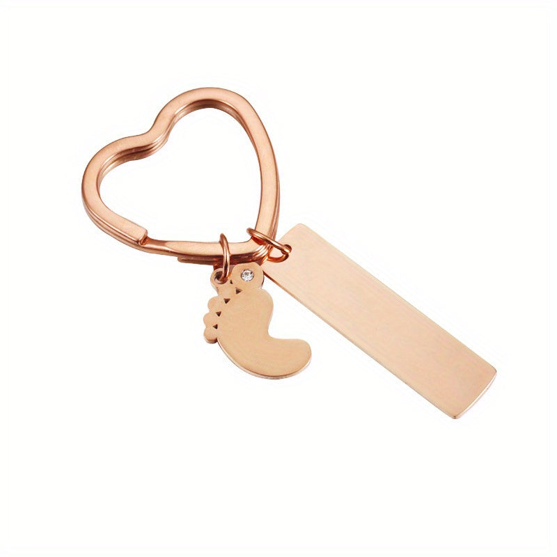 Personalized Stainless Steel Key Chain with Foot Bar Pendant
