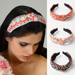 Embroidered Knotted Headband for Women Ethnic Style Hair Hoop Headdress