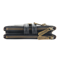 Men's Leather Bifold Wallet RFID Blocking Zipper Coin Purse