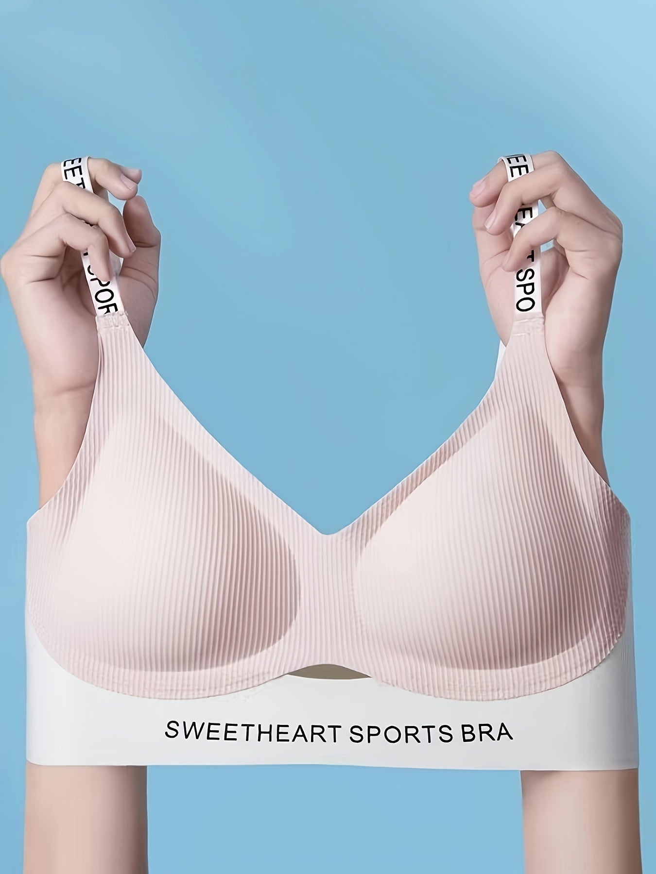 Letter Print Seamless Bra Anti Sagging Push Up Everyday Bra