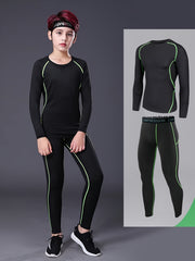 Boy's 2pcs Quick drying Training Suit Long Sleeve Top & Pants Set
