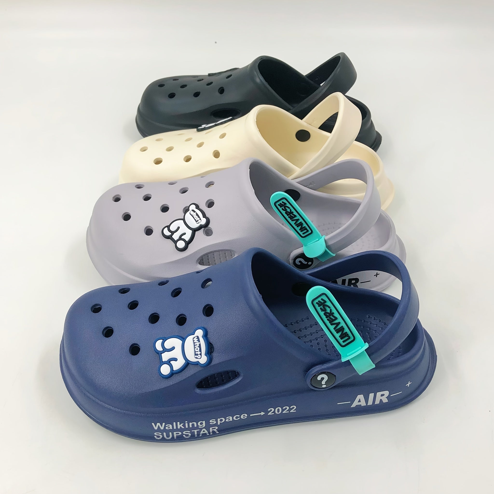 Men's Cartoon Bear Clogs w/ Charms Garden Shoes Non Slip Sandals