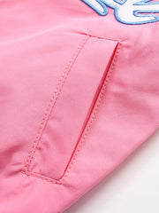 Girls Casual Letter Striped Baseball Jacket