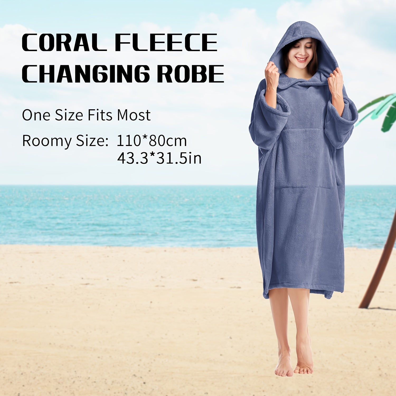 Mutao Surf Poncho Changing Robe Soft Unisex Hooded Bathrobe for Swimming