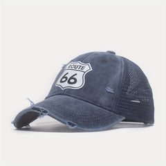 66 Route Hot Stamped Baseball Cap Half Mesh Cap Baseball Cap