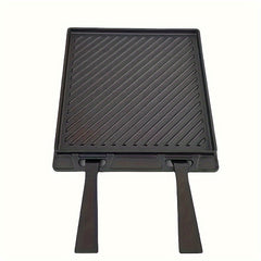 Cast Iron Pizza Pan With Removable Handle Double Sided BBQ Frying Pan
