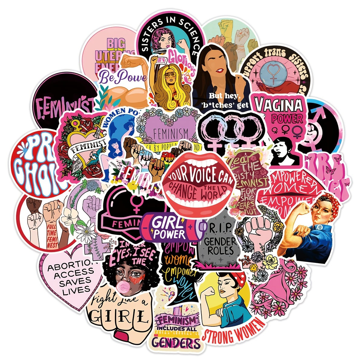Feminist Anti-Fall Waterproof Stickers - DIY Creative Toys