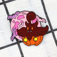 Pumpkin Bat Troublemaker Metal Brooch for Men