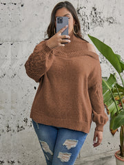  Cold Shoulder Jacquard Sweater Women's Plus Casual Knitwear Tops