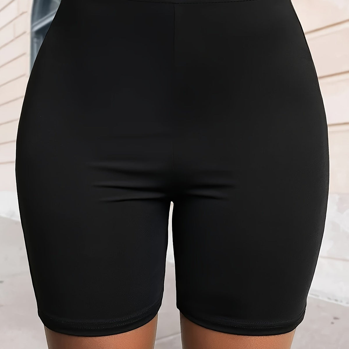  Casual Shorts Women's Plus Solid Elastic High Rise Biker Shorts
