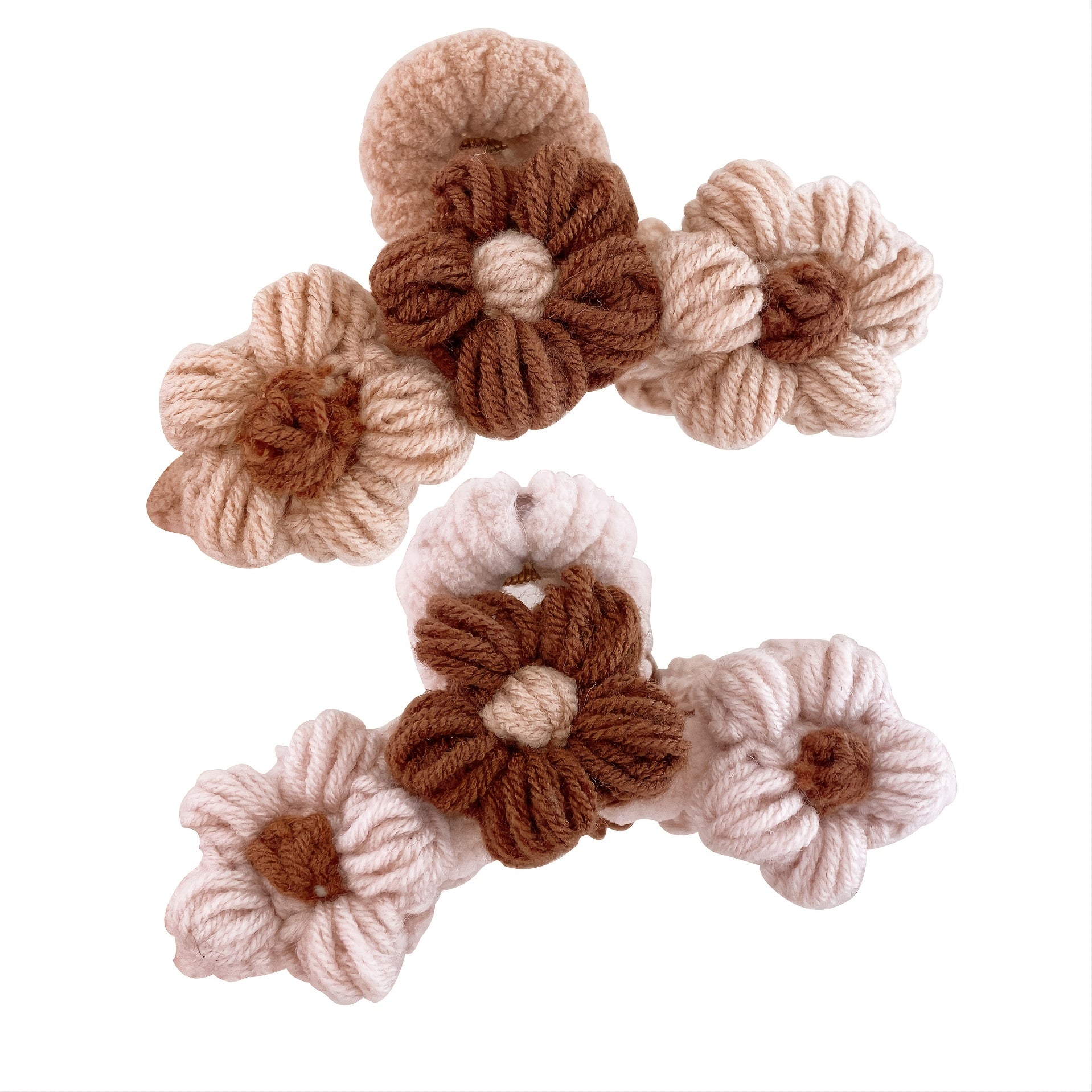 Knitted Flower Woolen Hair Claw Clip Winter Grip Thick Hair Accessories