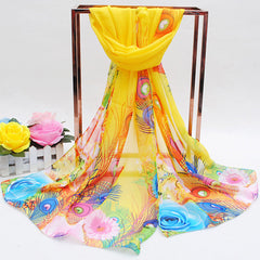 Chiffon Printed Silk Scarf Neckerchief Head Wrap Beach Women Shawl