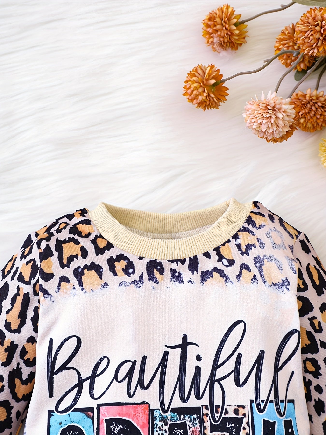 Infant Baby Girls Leopard CRAZY Letter Print Pullover Top