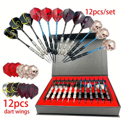 12pcs Professional Metal Darts Steel Tip Set with Non-slip Aluminum Rod