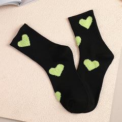 3 Pairs Heart Print Socks Comfy & Breathable All match Socks Women's Stockings