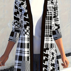  Colorblock Long Sleeve Open Front Cardigan
