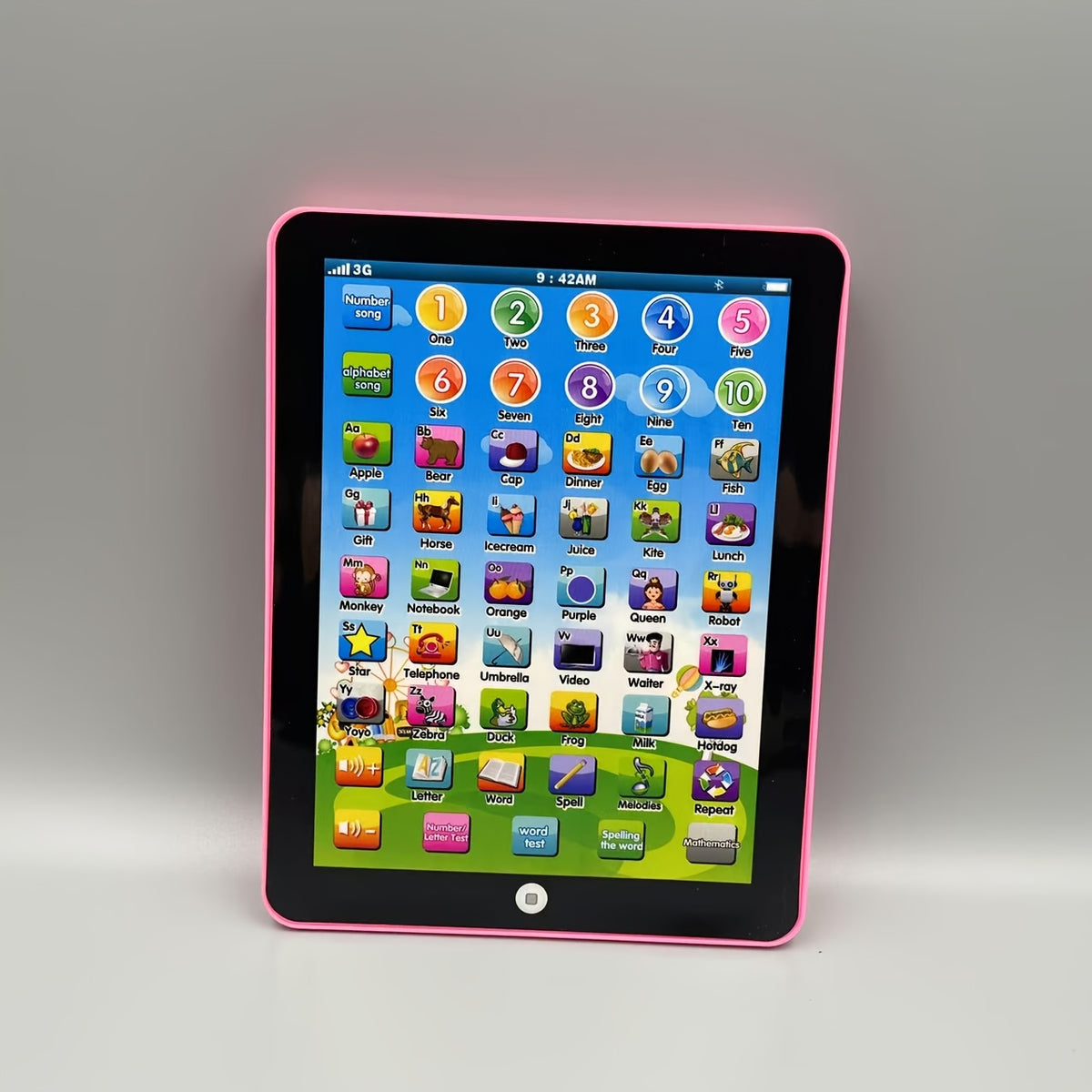 Pink Kids' Learning Tablet Toy with Voice Recognition