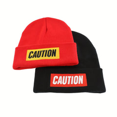 Printed Beanie Solid Knit Hat Warm Skull Hat Casual Coldproof Beanie