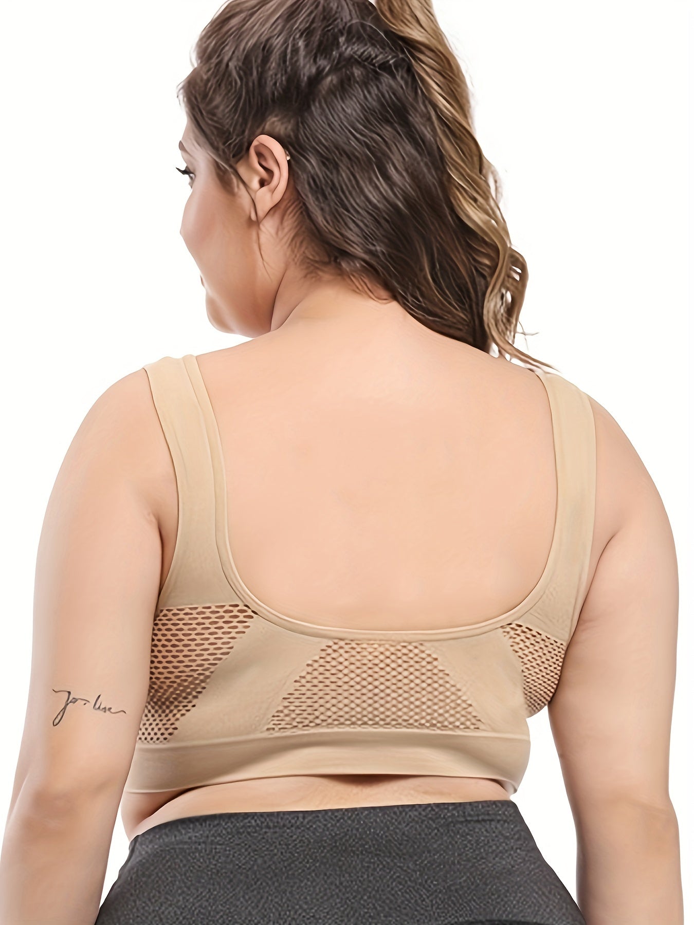 6 Pack Women's Plus Size Ruched Sports Bra Set Solid Wireless Comfort Gym