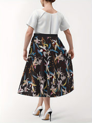 Women's Plus Floral Print High Rise Maxi Skirt