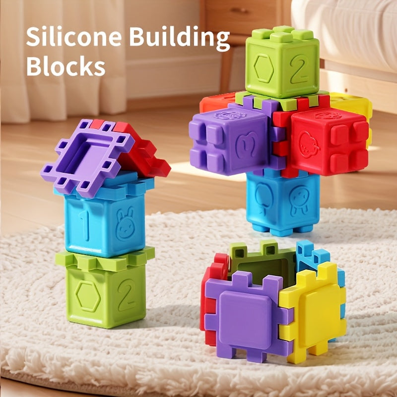 12pcs Flexible Building Block Set Educational Toy for Infants and Toddlers