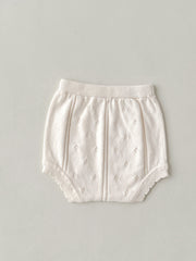 2pcs Baby Girls Hollow Out Knit Top & Shorts Set