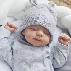 19in Asleep Boy Reborn Doll, Hand Drawn Hair, Light Beige 3D Paint
