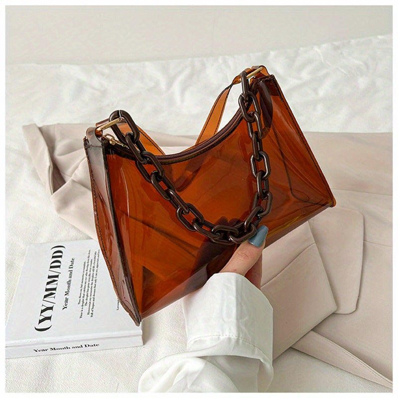 Transparent Underarm Bag Chain Zipper Waterproof Music Shoulder Purse