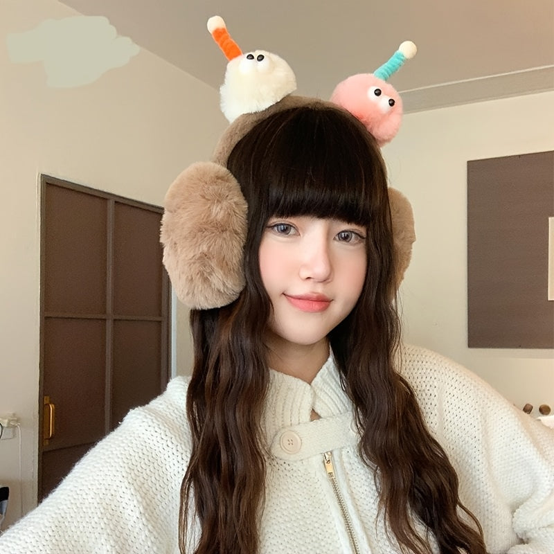 Winter Ear Warmers Pastel Pink Teal Beige Foldable Ear Muffs for Cold Weather