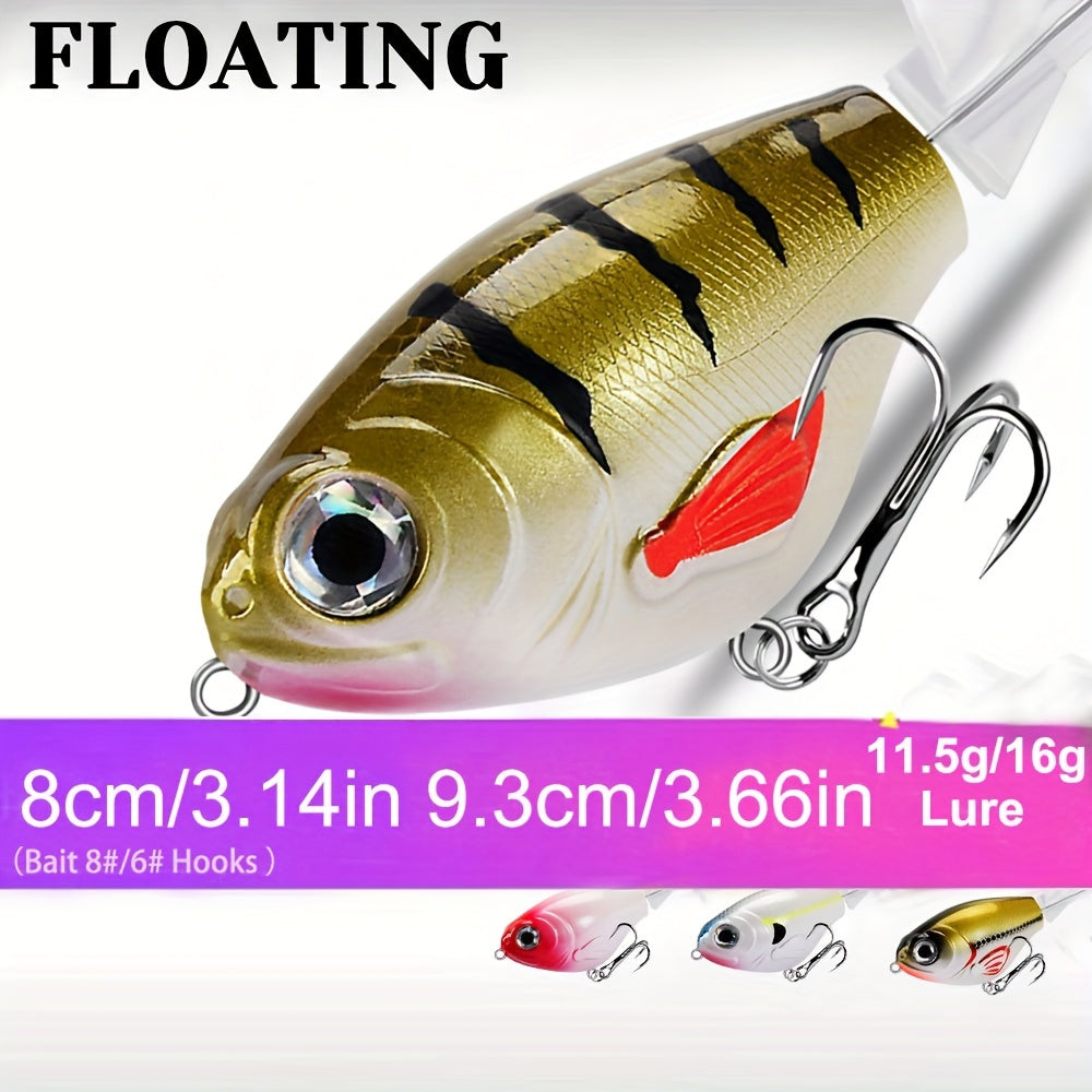 5pcs Whopper Popper Topwater Fishing Lure Hard Soft Rota Bait Plopper