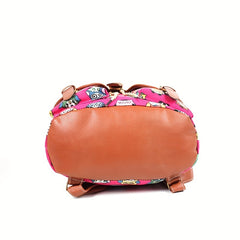 Colorful Owl Print Flap Backpack Preppy Style School Bag Drawstring