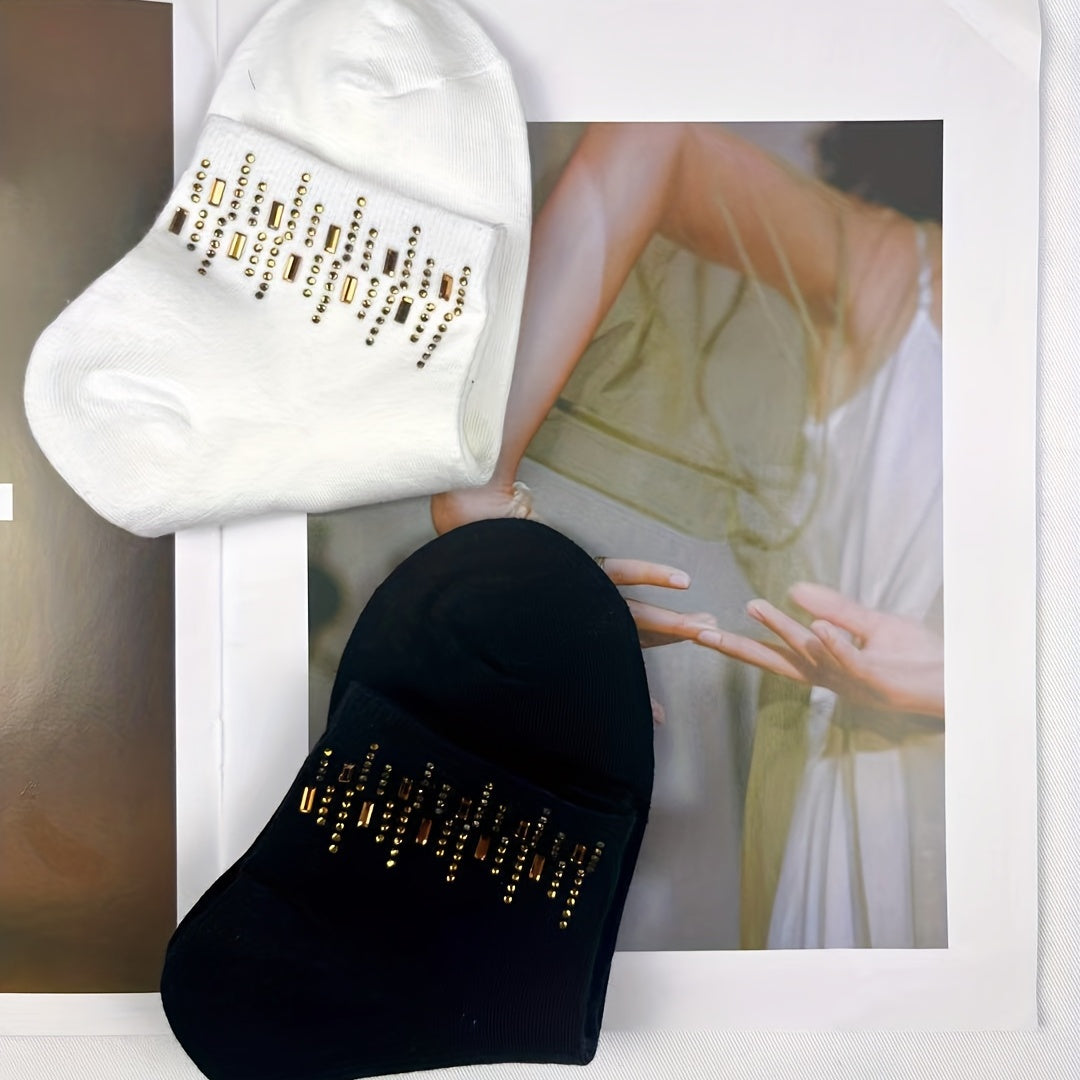 5 Pairs Rhinestone Crew Socks for Women