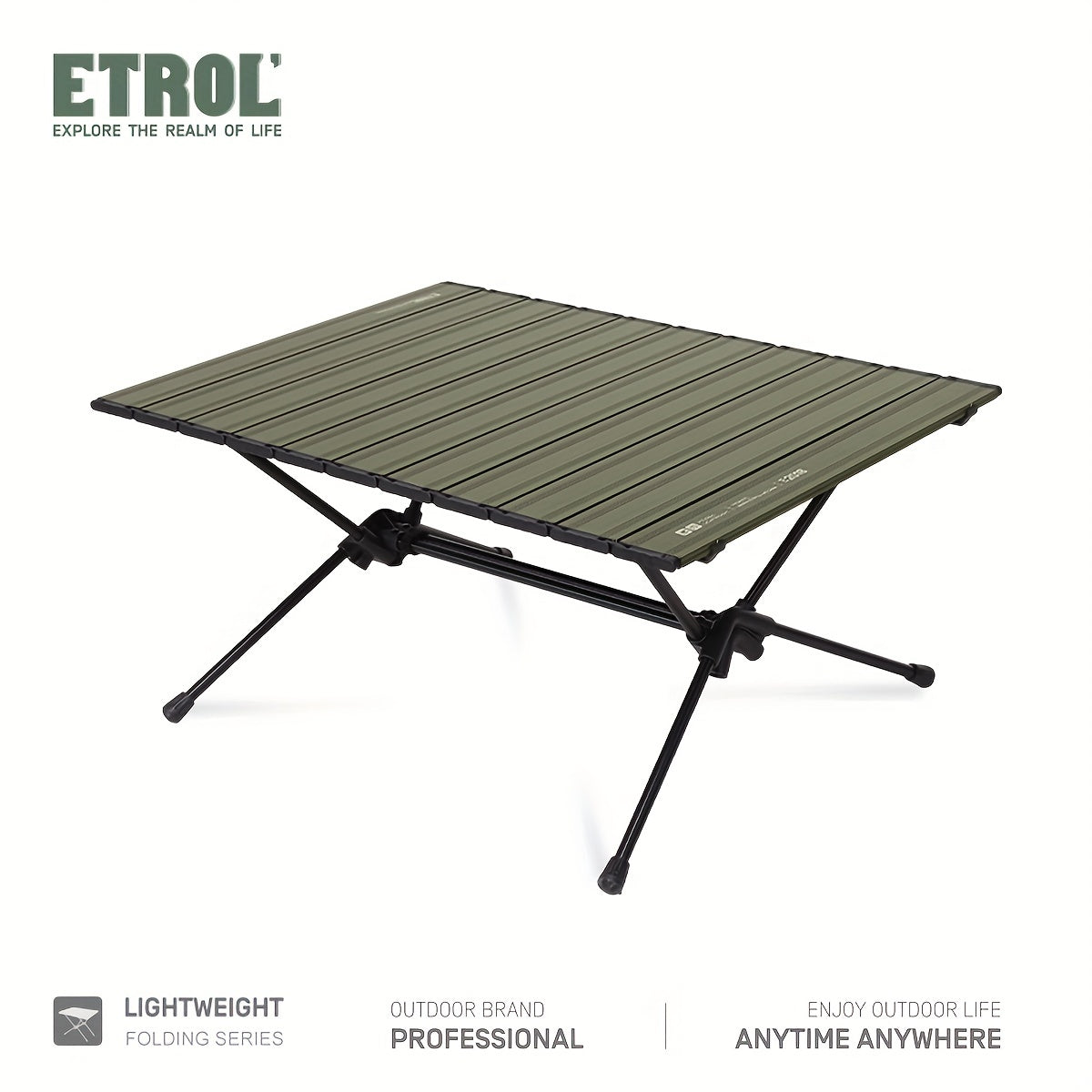 Large Aluminum Folding Table for Camping & Picnic, 2 Height Adjustments