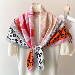 Leopard Print Shawl Block Large Square Scarf Bandana Head Wraps