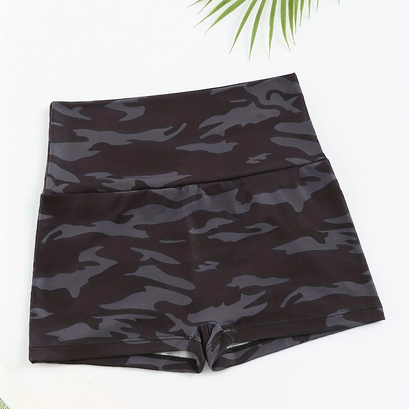Camouflage Print Lounge Bottoms Elastic Waistband Shorts Womens