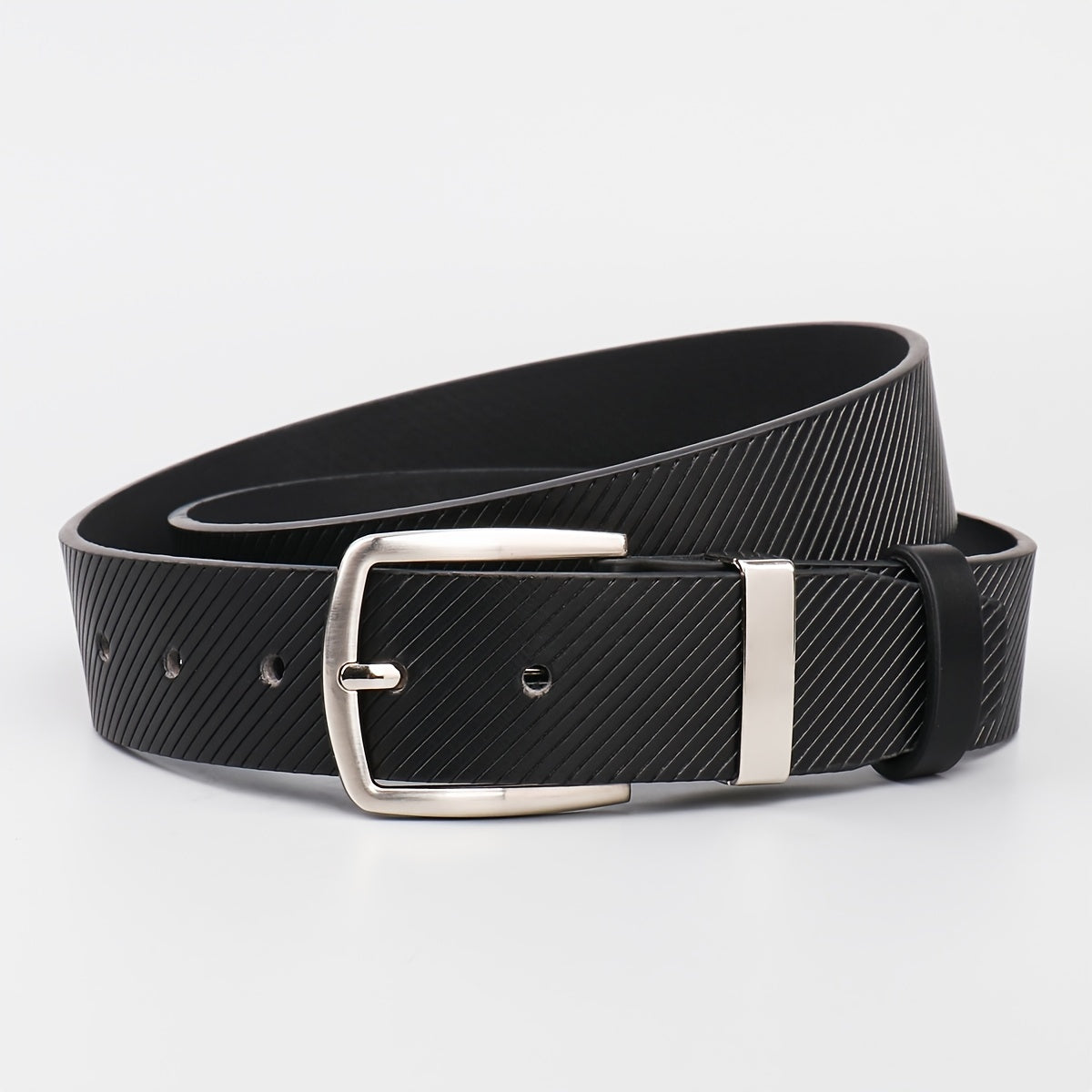 Men's Twill Alloy Pin Buckle Belt PU Leather Casual